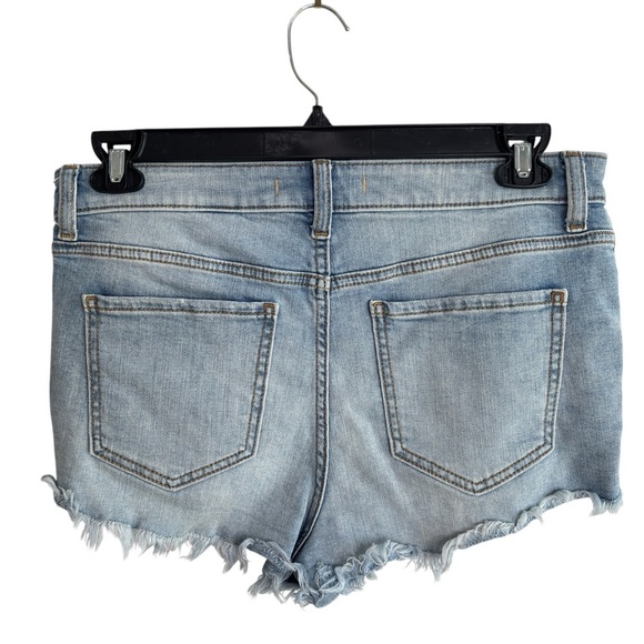 Eunina Jean Shorts Large Stretch Denim Lulu High Rise Distressed Embroider Stars - Picture 3 of 15